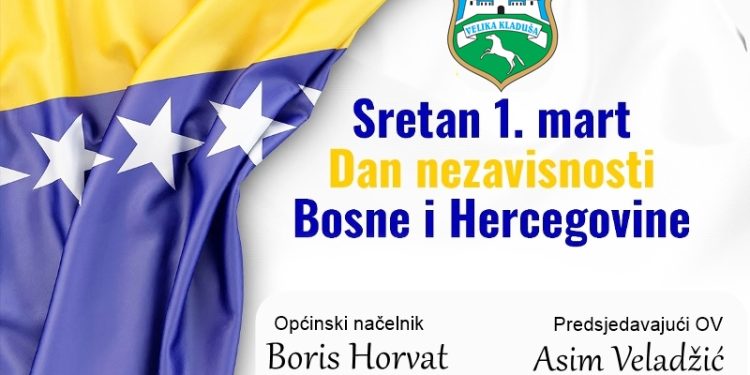 Čestitka Načelnika Horvata i Predsjedavajućeg OV Veladžića u povodu Dana nezavisnosti BiH
