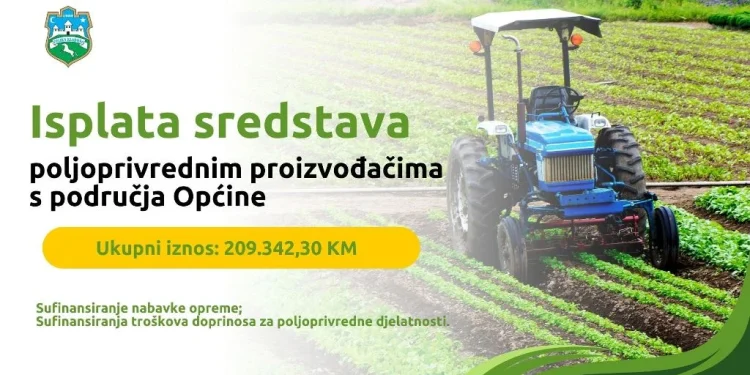 Isplaćena sredstva po Javnom pozivu za sufinansiranje nabavke opreme i troškova doprinosa za poljoprivredu