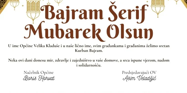 Bajramska čestitka načelnika Horvata i predsjedavajućeg Veladžića