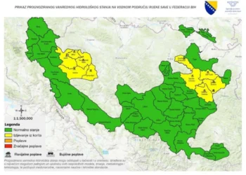 Na sjeveru i sjeverozapadu Bosne očekuje se porast vodostaja na dijelu vodnog područja rijeke Save