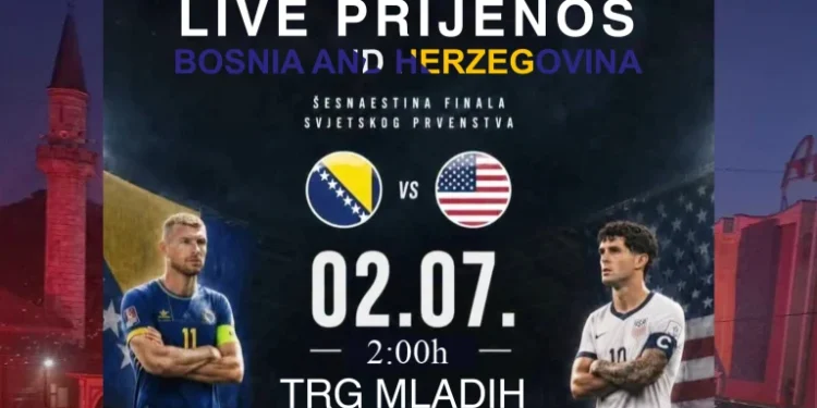 Live prijenos utakmice BiH – SAD na Trgu mladih u Velikoj Kladuši