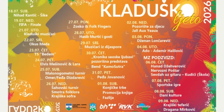 Manifestacija “Kladuško ljeto 2026” bit će održana od 18. jula do 09. augusta
